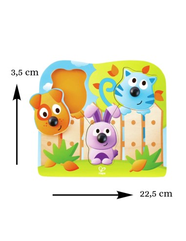 Puzle de Animalitos Hape +12M | Puzle Educativo de Madera para Bebés