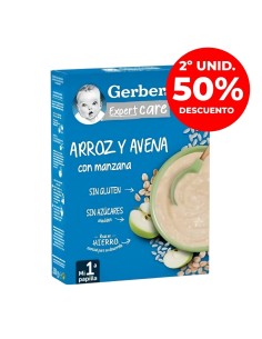 Papilla de arroz y avena con mazana 250gr | Gerber - Nappy.es