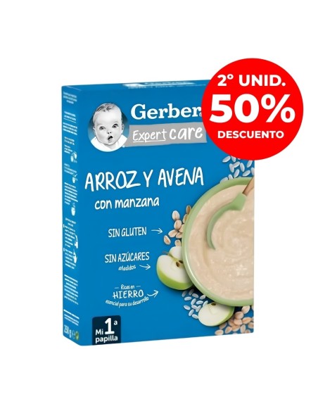 Papilla de arroz y avena con mazana 250gr | Gerber - Nappy.es