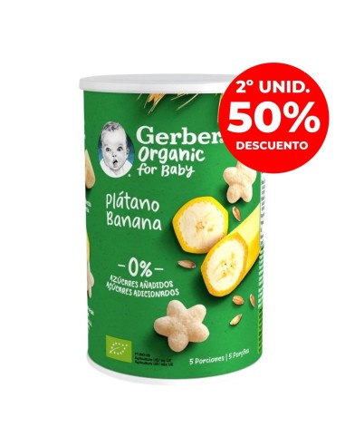 Puff snack orgánico de cereales con plátano 35gr | Gerber - Nappy.es