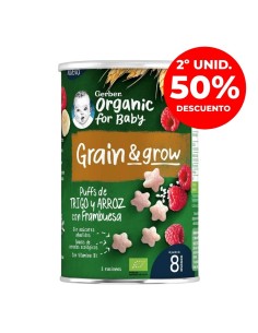 Puff snack orgánico de cereales y frambuesa 35gr Gerber