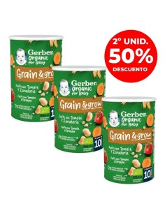 Pack 3uds puff snack orgánico de cereales con tomate 35gr Gerber