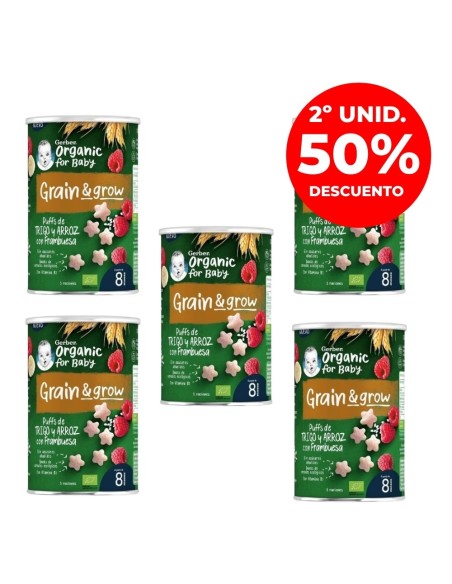 Pack 5uds puff de cereales y frambuesa 35gr | Gerber - Nappy.es