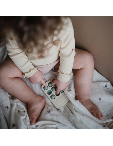 Juguete Sensorial Pop It Phone Azul Silicona Mushie | Nappy.es