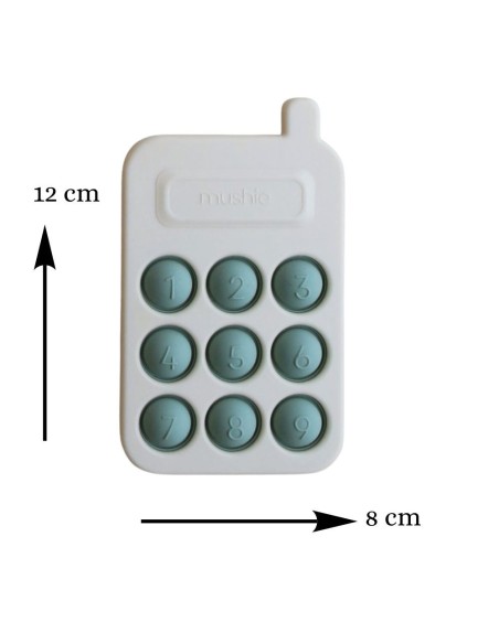 Juguete Sensorial Pop It Phone Azul Silicona Mushie | Nappy.es