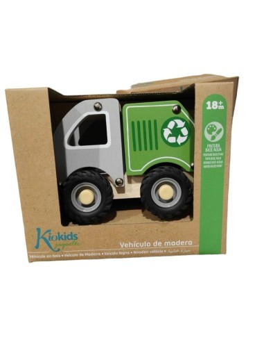 vehículo de Madera Reciclaje con Ruedas de Goma +18M Kiokids | Nappy.es