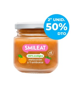 Tarrito frambuesa y melocotón 130gr 6M+ Smileat