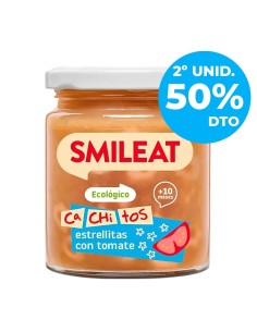 Tarrito cachitos pasta con tomate 230gr 10M+ Smileat