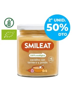 Tarrito ecológico de cocidito con ternera y jamón 230gr 6M+ Smileat