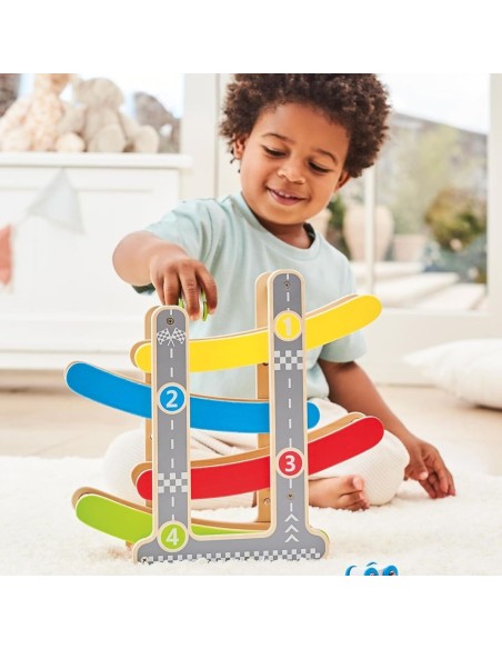 Circuito Coches de Carreras de Madera +18M Hape | Nappy.es