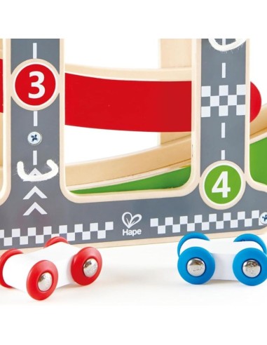 Circuito Coches de Carreras de Madera +18M Hape | Nappy.es