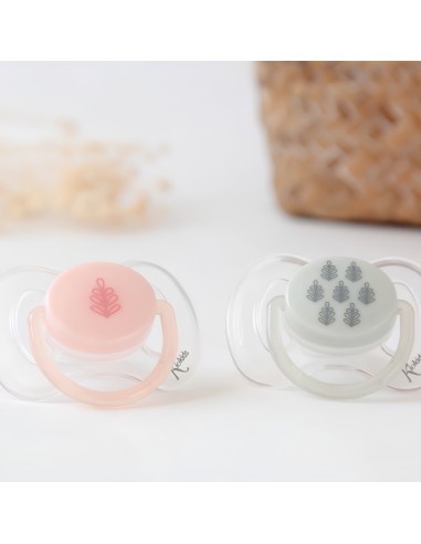 Set 2 Chupetes Ortodónticos Rosa y Gris | Kiokids - Nappy.es