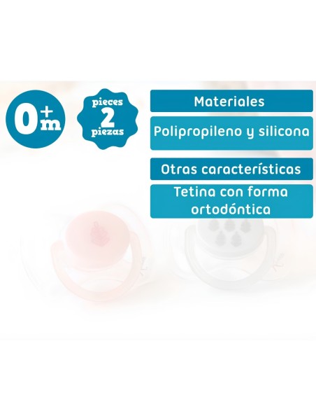 Set 2 Chupetes Ortodónticos Rosa y Gris | Kiokids - Nappy.es