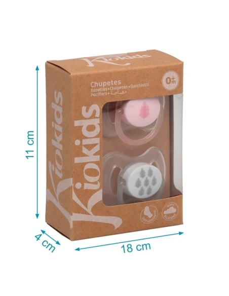 Set 2 Chupetes Ortodónticos Rosa y Gris | Kiokids - Nappy.es