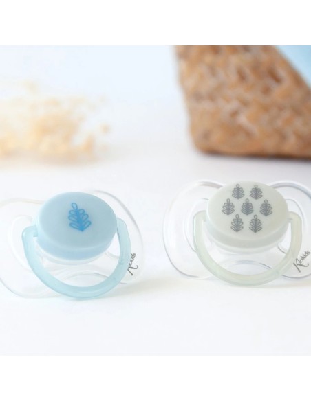 Set 2 Chupetes Ortodónticos Azul y Gris | Kiokids - Nappy.es