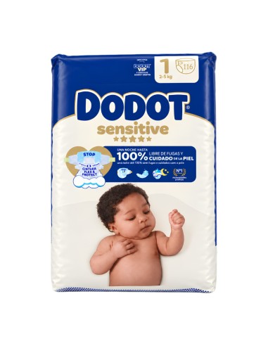 Pañales Dodot Sensitive Talla 1 (2–5 kg) – 116 Uds | Protección para R