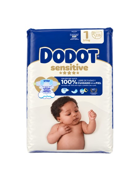 Pañales Dodot Sensitive Talla 1 (2–5 kg) – 116 Uds | Protección para R