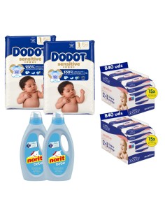 Pack Ahorro Pañales Dodot Talla 1 + Toallitas Sensitive + Norit Bebé - Nappy.es