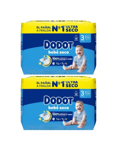 Dodot Bebé-Seco Talla 3 (372 uds) - Pack Ahorro | Nappy