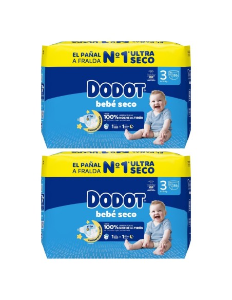 Dodot Bebé-Seco Talla 3 (372 uds) - Pack Ahorro | Nappy