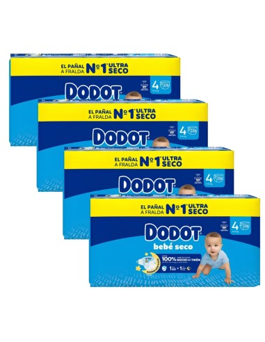 Pack 4 paquetes Dodot talla 4 bebe seco | Dodot - Nappy.es