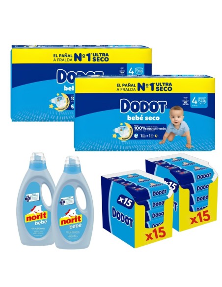 Pack 2 Talla 4 + 2 toallitas Etapas + 2 Norit | Dodot - Nappy.es