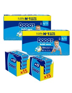 Pack Dodot talla 4 232uds + 2 cajas toallitas etapas | Dodot - Nappy.es