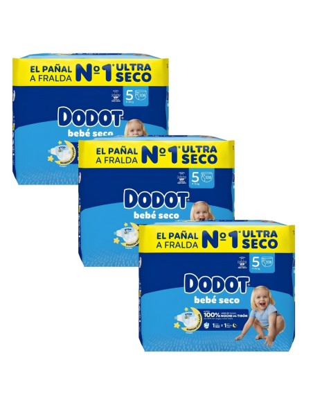 Pack Dodot 3 cajas Talla 5 Bebé-Seco 324uds – Protección Total 12 h