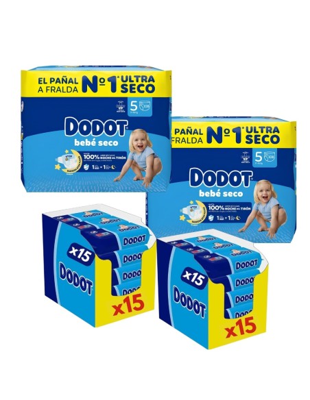 Pack Dodot 2 cajas talla 5 216uds + 2 Toallitas etapas | Dodot - Nappy.es