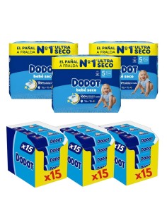 Pack Dodot 3 cajas Talla 5 Bebé-Seco 324uds – Protección Total 12 h