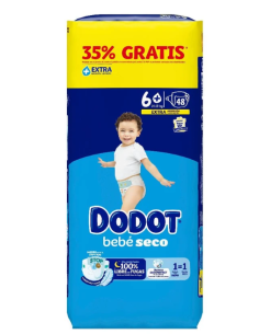 Paquete dodot talla 6+ 48uds bebé-seco ( 14 - 19 Kg ) Dodot - Nappy.es