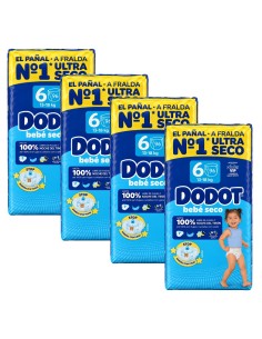 Pack Dodot 4 cajas Talla 6 Bebé‑Seco 384uds – Máxima absorción 12 h