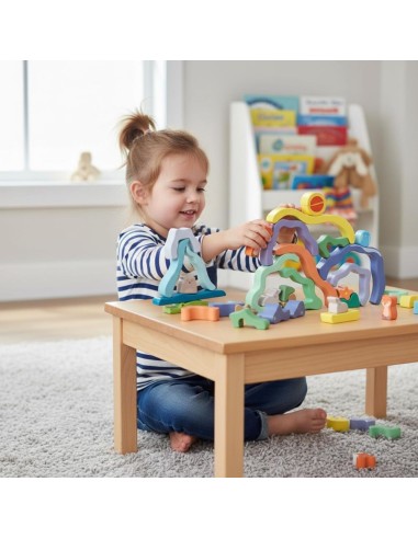 Apilable Safari de Elefantes - Juguete de Madera para Bebés
