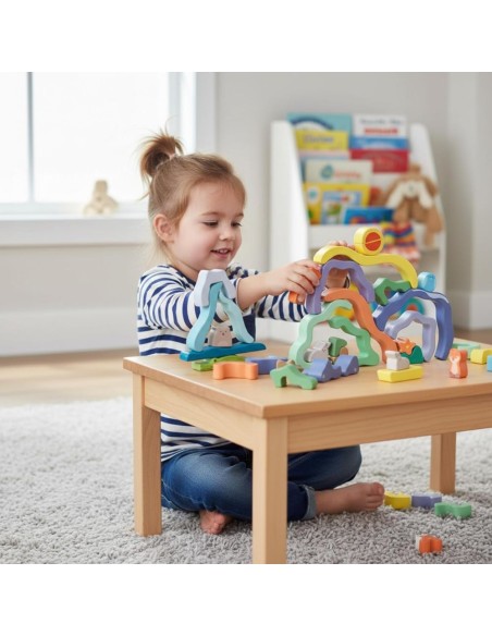Apilable Safari de Elefantes - Juguete de Madera para Bebés
