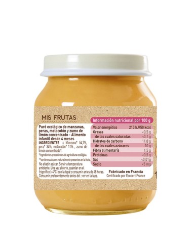 Pack 6 Tarritos Delicia de Frutas Ecológico Babybio +4M | Nappy.es