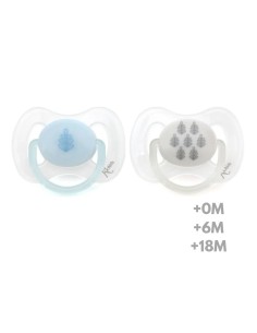 Set 2 Chupetes Ortodónticos Azul y Gris | Kiokids - Nappy.es